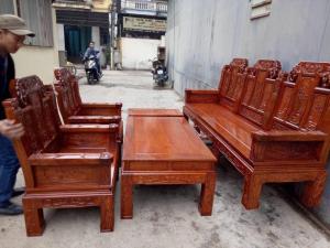 Bộ Bàn Ghế Kiểu Âu Á Hộp Như Ý Voi, Tay Đặc gỗ hương vân bộ 2m2 và 2m4