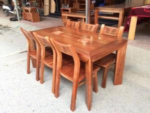 Bộ bàn ghế phòng ăn chữ nhật - gỗ xoan đào