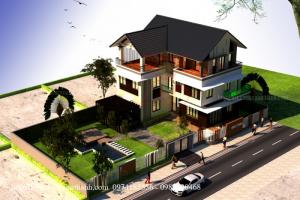 Biệt thự 3 tầng hiện đại mái thái