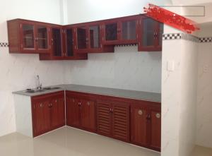 Tủ nhôm kính màu giả gỗ đậm