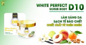 White Perfect Scrub Body D10 – Gel làm sạch tế bào da chết, da trắng sáng, thoáng sạch, đảm bảo các bước dưỡng da sau đó đạt hiệu quả tốt nhất.