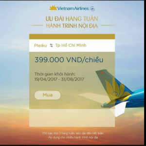 Giá vé ưu đãi tuyến Pleiku - Hồ Chí Minh hàng tuần