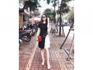 Đầm Phối Voan Bèo Kèm Belt Sang Chảnh