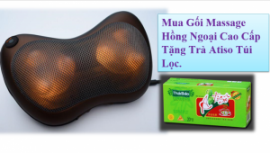 Gối Massage Hồng Ngoại 6 bi nóng Kasumi KGM-04 , giúp giảm đau mỏi.+ Tặng Kèm Trà Atiso MSN383077