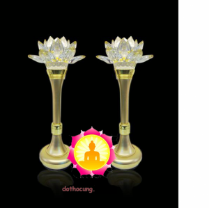 Đèn Thờ Led Hoa Sen Pha Lê Bông Màu Vàng
