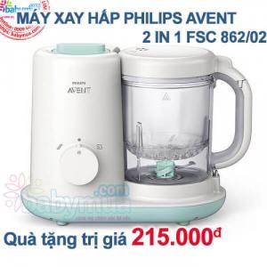 Máy xay hấp thức ăn Avent 2 in 1 SCF862/02 new 2017 BH Chính Hãng 2 năm