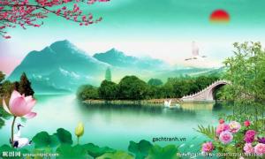 Gạch tranh 3d ốp phòng khách