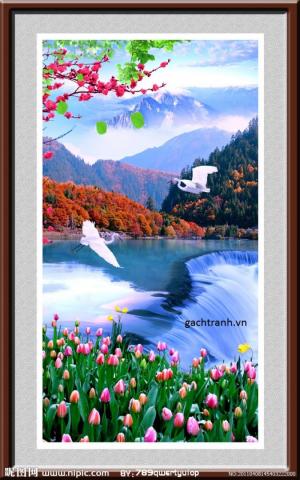 Gạch tranh 3d ốp phòng khách