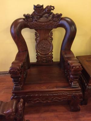 Bộ bàn ghế gỗ cẩm lai chạm kỳ Lân-BBG644
