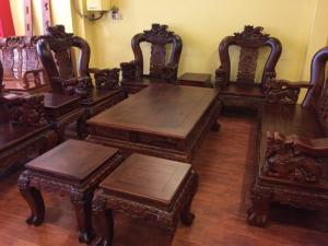 Bộ bàn ghế gỗ cẩm lai chạm kỳ Lân-BBG644