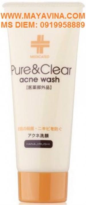 Sửa rửa mặt Hanajirushi Pure & Clear Acne Wash chuyên trị mụn