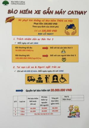 Bảo hiểm xe máy bắt buộc Cathay Việt Nam, bảo hiểm xe cơ giới Cathay Việt Nam, TPHCM,