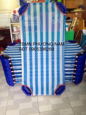 Giường lưới trẻ em sọc sanh trắng - Giường lưới mầm non