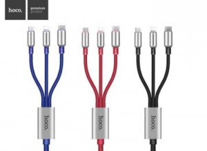 Cáp Sạc 3 Đầu Đa Năng Hoco U17 Lightning, Micro, Type-C Sạc Và Truyền Dữ Liệu Nhanh Chóng - MSN181269