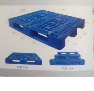 Pallet nhựa cũ màu xanh 1200x1000x150 mm