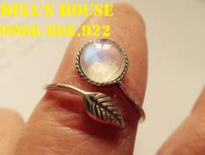 Nhẫn đá mặt trăng, Nhẫn bạc nữ 925 moonstone, nhẫn bạc bell house jewelry, liên hệ