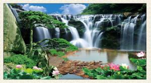 Gạch tranh 3d phủ kính phòng khách