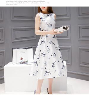 Đầm vintage họa tiết hoa ly