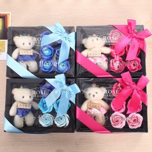 Quà Tặng Ý - Hoa Hồng Sáp 6 Bông Kèm Gấu - MSN1830387
