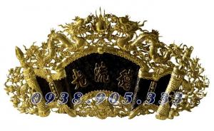 Cuốn thư câu đối đức lưu quang bằng đồng vàng sơn đen
