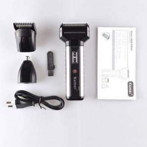 Kemei KM-1120 3 in 1 là máy cạo râu đa năng kiêm tông đơ cắt tóc và máy tỉa lông mũi.