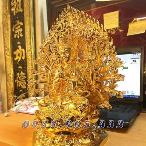 Tượng Phật mẫu chuẩn đề 42cm dát vàng