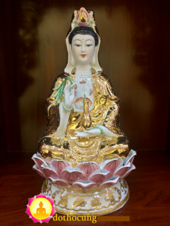 Tượng Phật Quan Âm Sứ Mạ Vàng