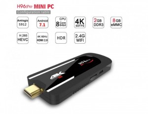 Android Tv Box H96 PRO Mini PC, lõi 8 ram 2Gb, Kích Thước Nhỏ Gọn - MSN181288