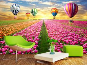 Tranh hoa 3d - mẫu tranh gạch 3d vườn hoa