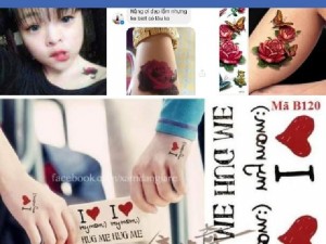 Hình xăm dán combo bán sỉ 100 tấm mini