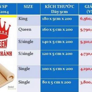 Nệm cao su thiên nhiên Vạn Thành 160 x 200 x 5 cm