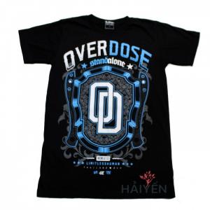 Áo thun OverDose Thái Lan màu đen in logo OD trên chiếc khiên xanh dương T0087