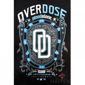 Áo thun OverDose Thái Lan màu đen in logo OD trên chiếc khiên xanh dương T0087
