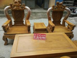 Bộ bàn ghế đồng kỵ nghê đỉnh gỗ lim tay 12