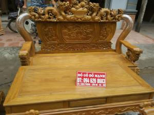 Bộ bàn ghế đồng kỵ nghê đỉnh gỗ lim tay 12