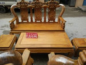 Bộ bàn ghế giả cổ hoa lá tây gỗ lim
