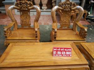 Bộ bàn ghế giả cổ hoa lá tây gỗ lim