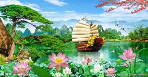 Tranh 3d thuyền buồm