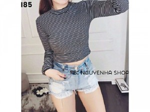 Áo thun sọc tay dài vải thun da cá