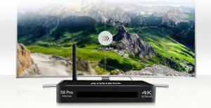 KiwiBox S8 pro- 1 Adapter/ 2A- Remote- CaB HDMI- CAB AV, Sách hướng dẫn sử dụng, khuyến mãi chuột không dây cao cấp.