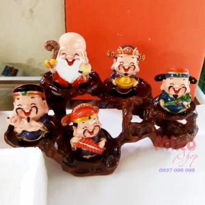 Bộ tượng 5 ông Thần Tài - loại to bằng sứ