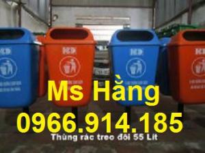 Thùng rác cọc treo đôi 55l sử dụng cho công viên