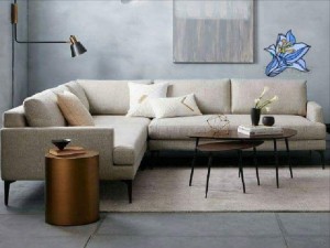 Ghế sofa góc L vải bố kem cao cấp