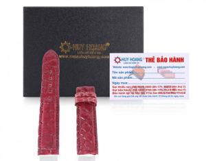 Dây đồng hồ Huy Hoàng da cá sấu màu đỏ đô MH8252
