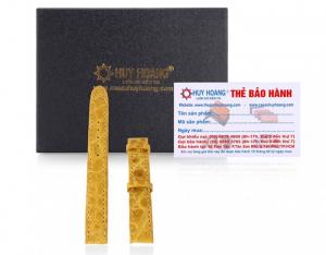 Dây đồng hồ Huy Hoàng da cá sấu size nhỏ màu vàng nghệ MH8257