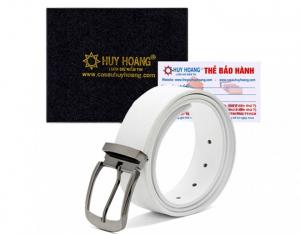 Dây nịt nam Huy Hoàng da bò đầu kim màu trắng MH4107