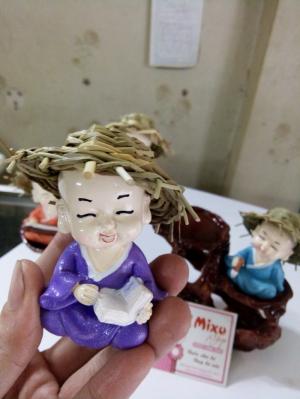 Bộ 4 Tượng Cầm Kỳ Thi Họa Nón Rơm