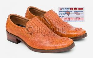 Giày nam Huy Hoàng da cá sấu nguyên con màu vàng MH7207