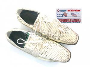 Giày nam da trăn Huy Hoàng cột dây màu trắng MH7302
