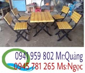 Bàn ghế cafe - bàn ghế gỗ xếp